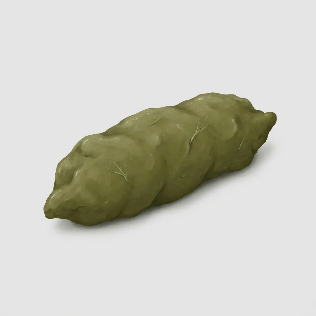 Reference illustration: olive green stool with an otherwise normal shape