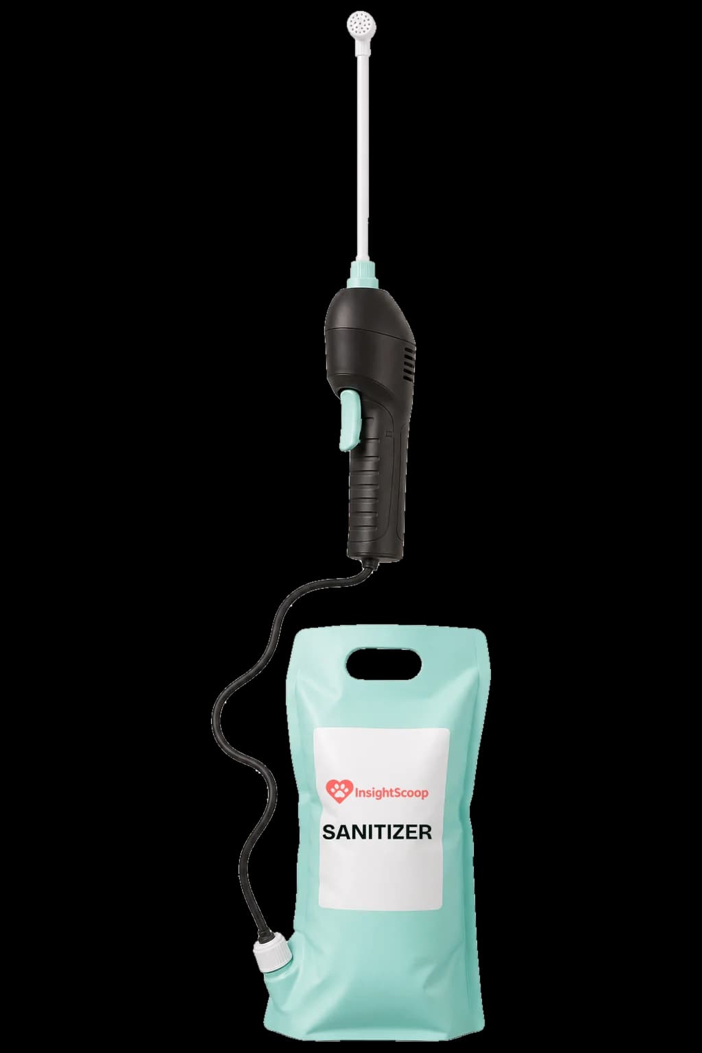 Mint InsightScoop sanitizer sprayer with a cordless wand and shoulder strap
